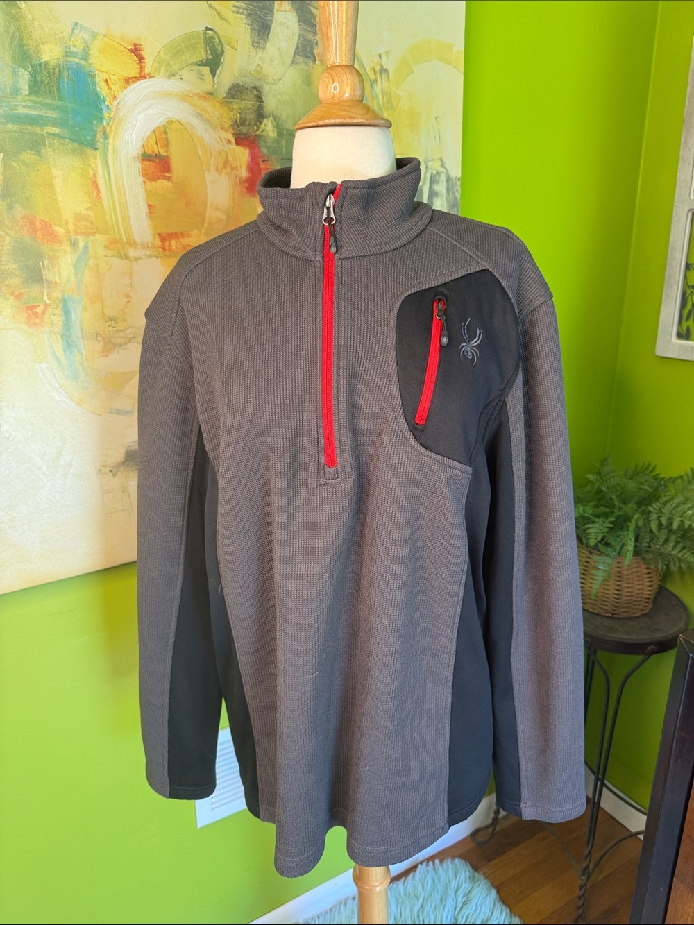 Spyder Gray and Red Lightweight Half‑Zip Shirt Jacket